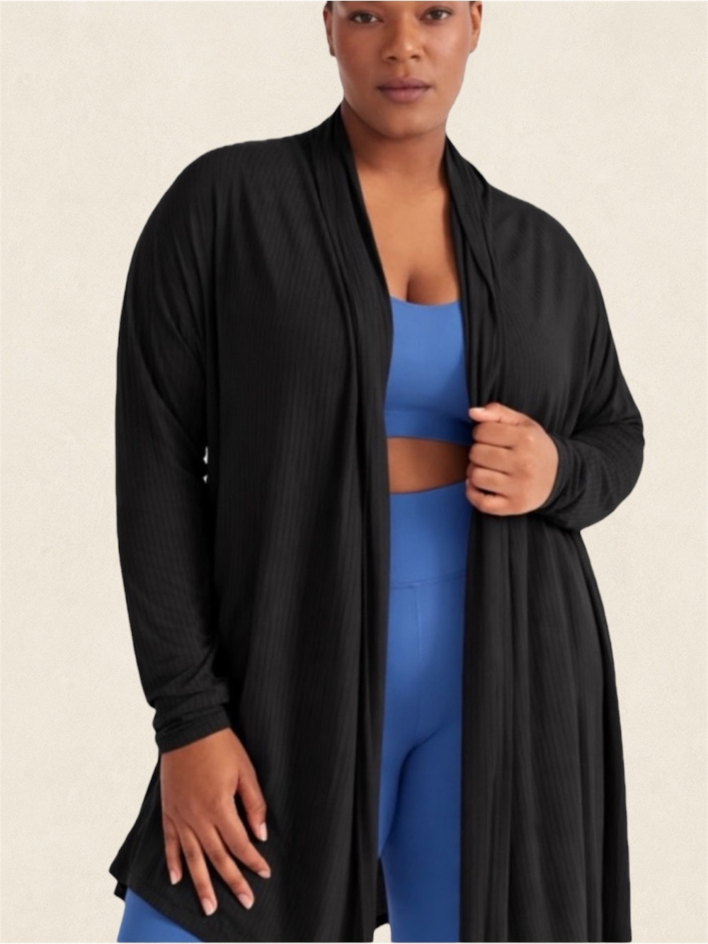 Knix Modal Open Front Cardigan L/XL/XXL Black Soft Casual Longline Comfy Plus Sz